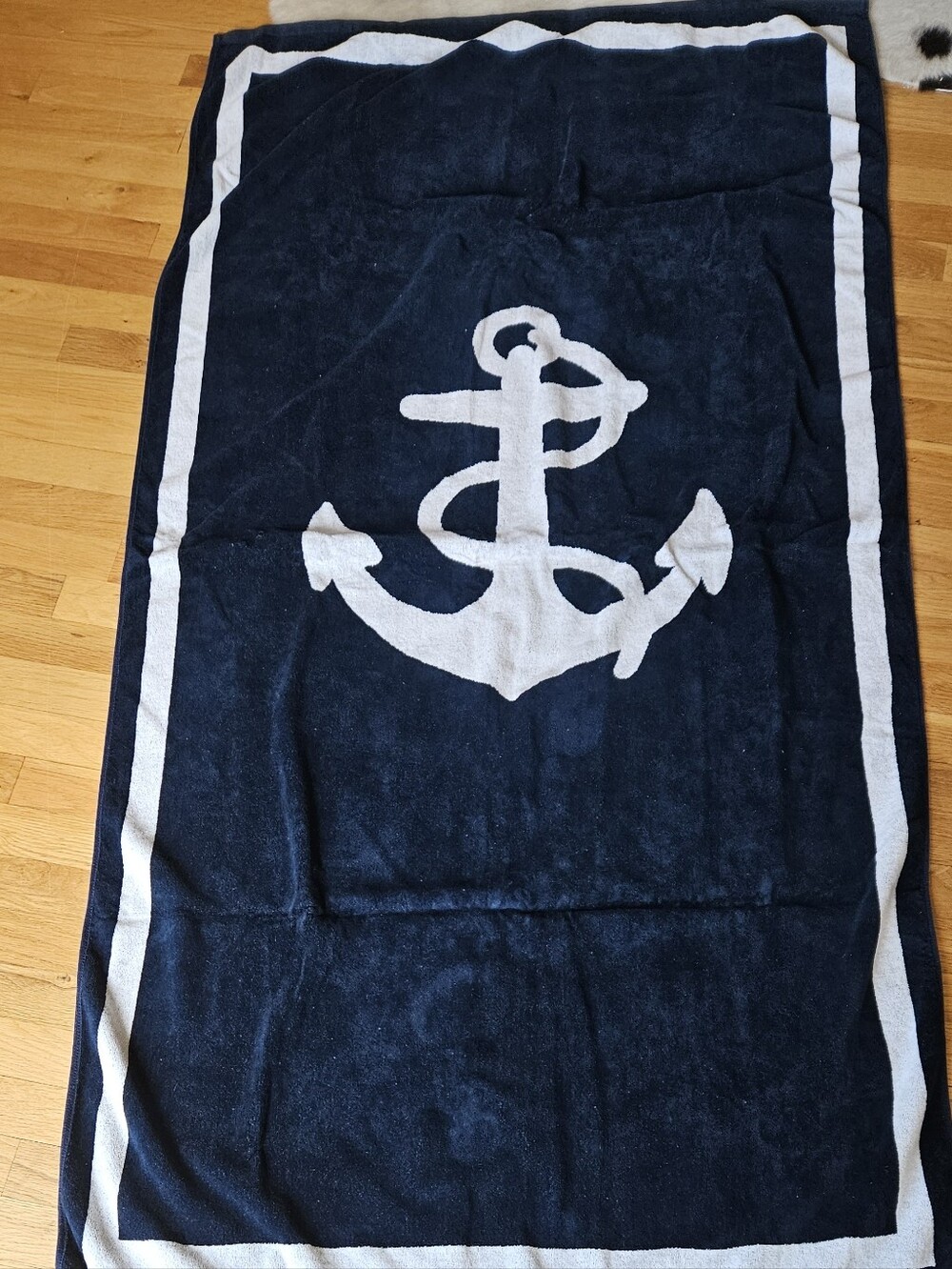 J. Crew Navy and Cream Striped Beach Towel
